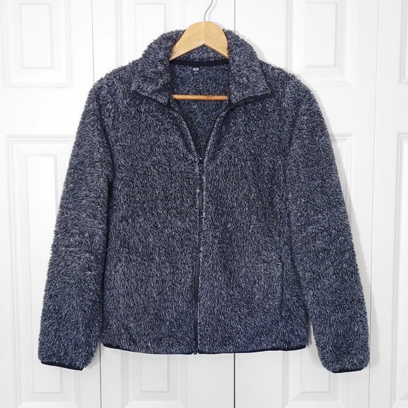 Uniqlo Fluffy Yarn Fleece Full-Zip Jacket Gray, Women Medium - Picture 1 of 10